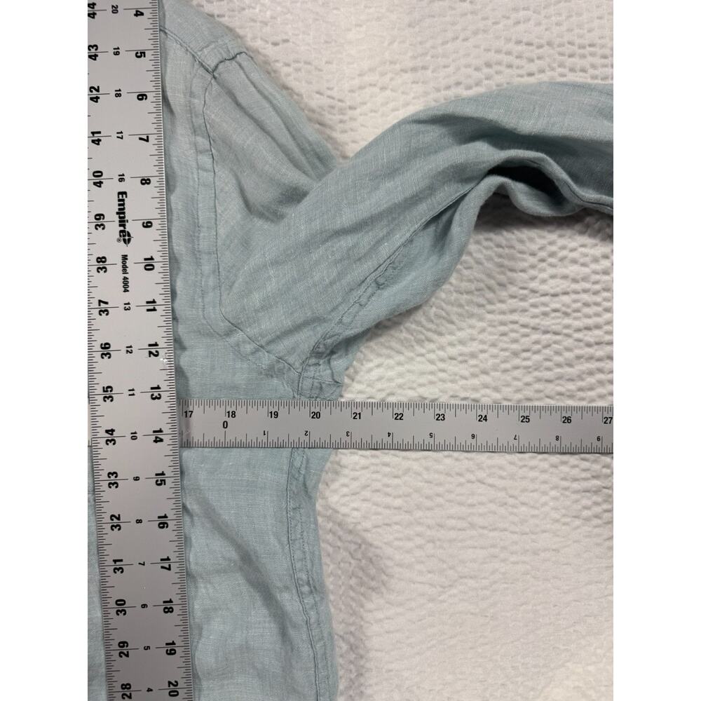 UNIQLO Shirt Womens Large Blue Linen Button Up Long Sleeve Casual Beach - Picture 6 of 9